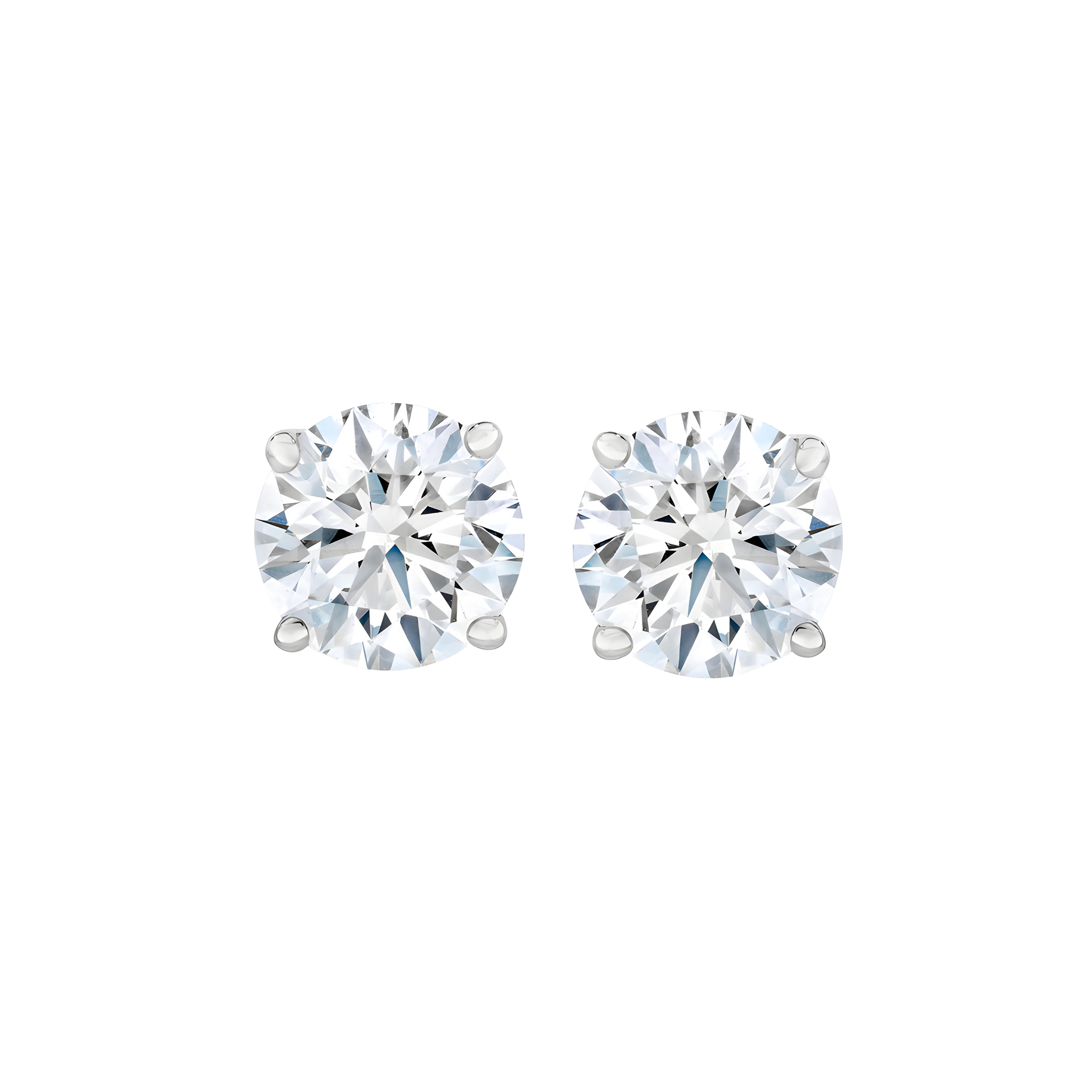 Classic Round Brilliant Diamond Stud Earrings in Platinum