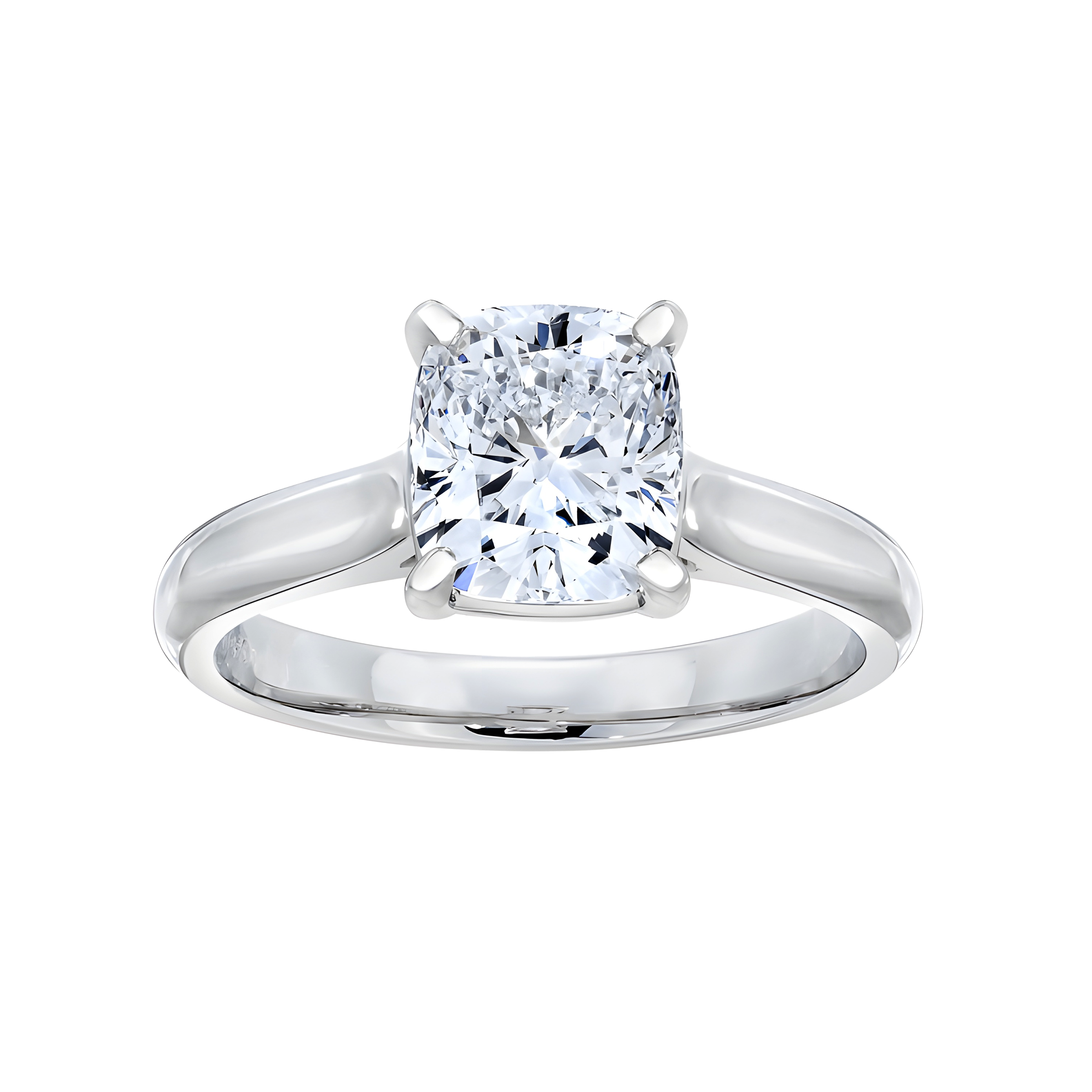 Cushion Cut Solitaire Diamond Engagement Ring in 18k White Gold