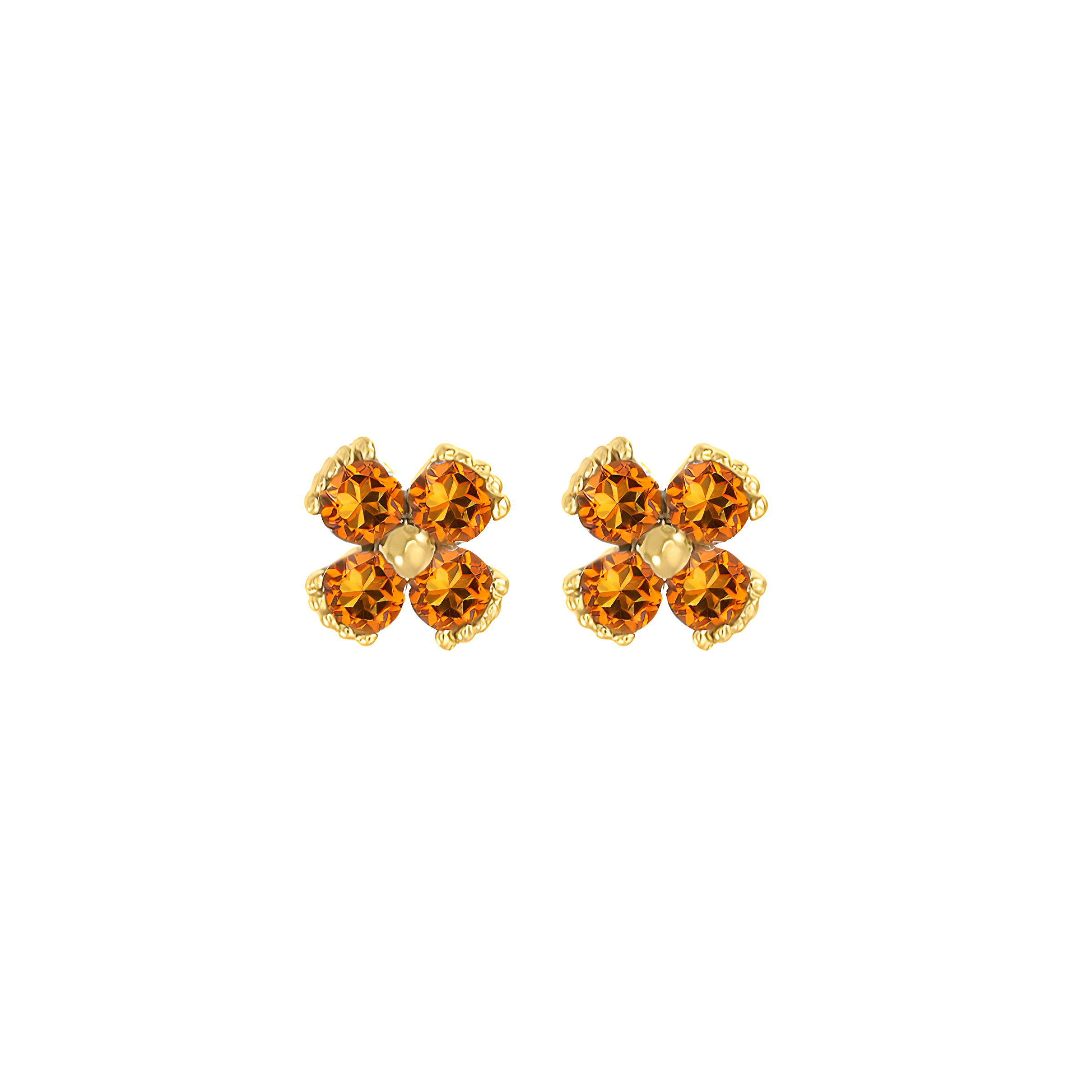 Dainty Floral Citrine Stud Earrings in 18K Yellow Gold