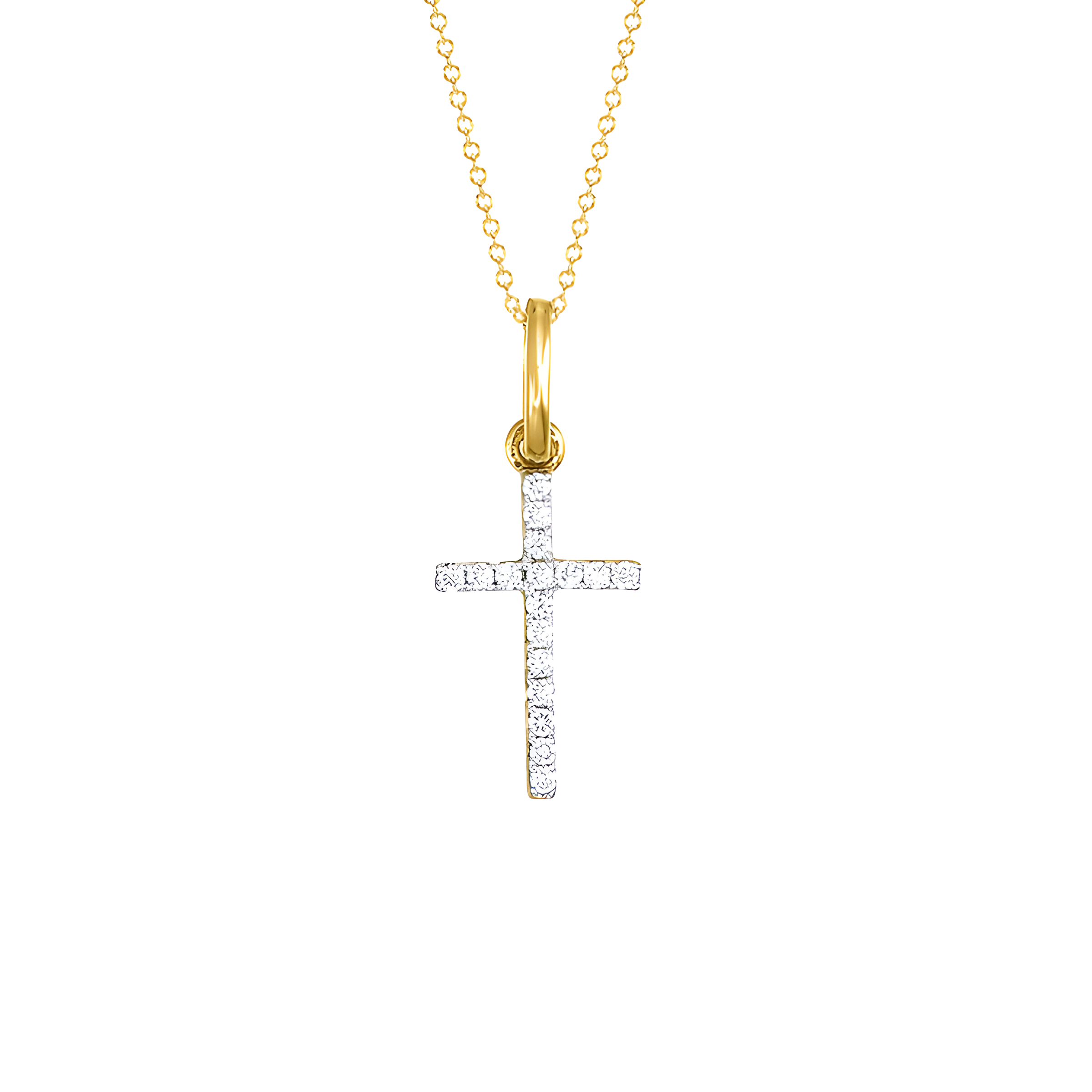 Diamond Cross Necklace in 18k Yellow Gold