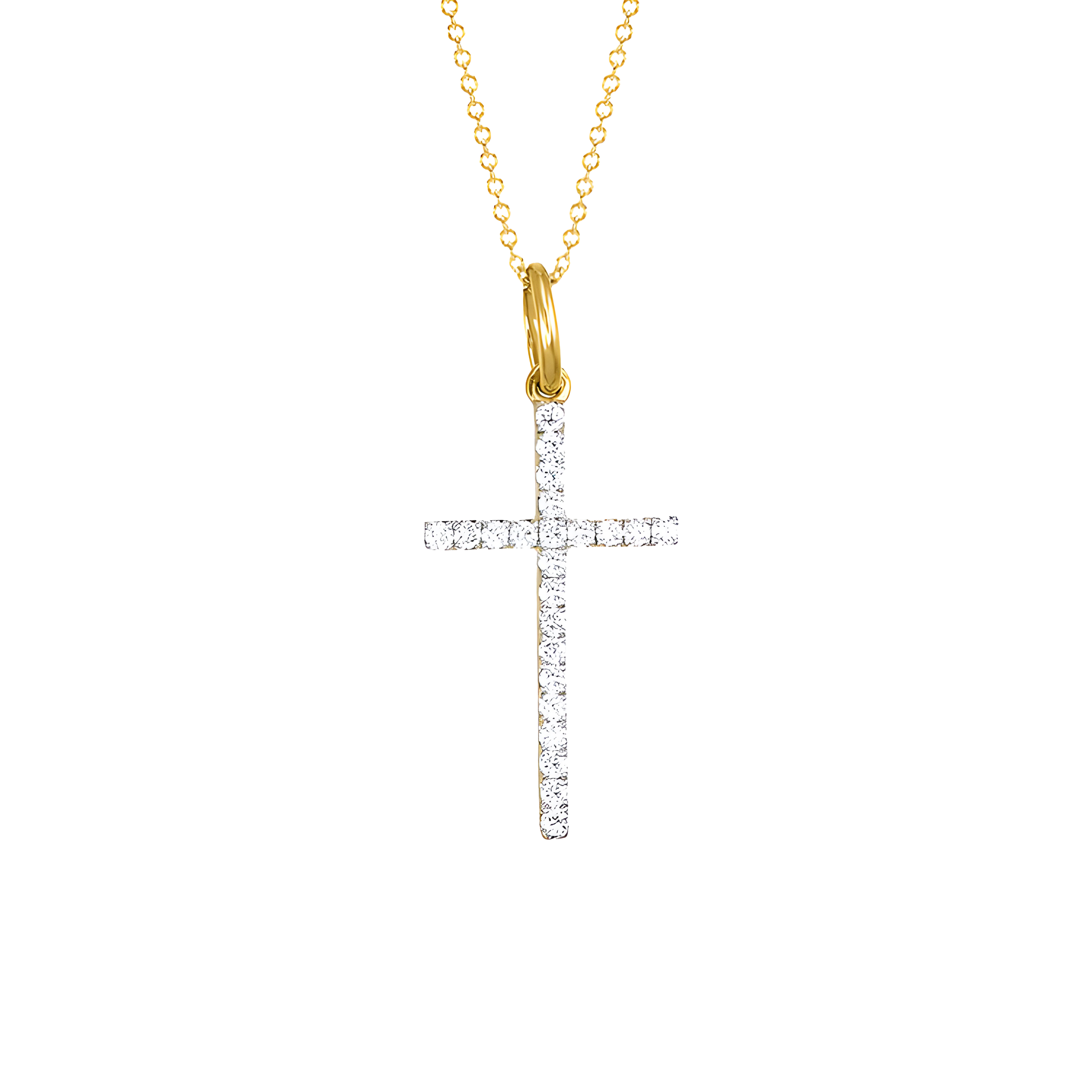 Diamond Cross Necklace in 18k Yellow Gold
