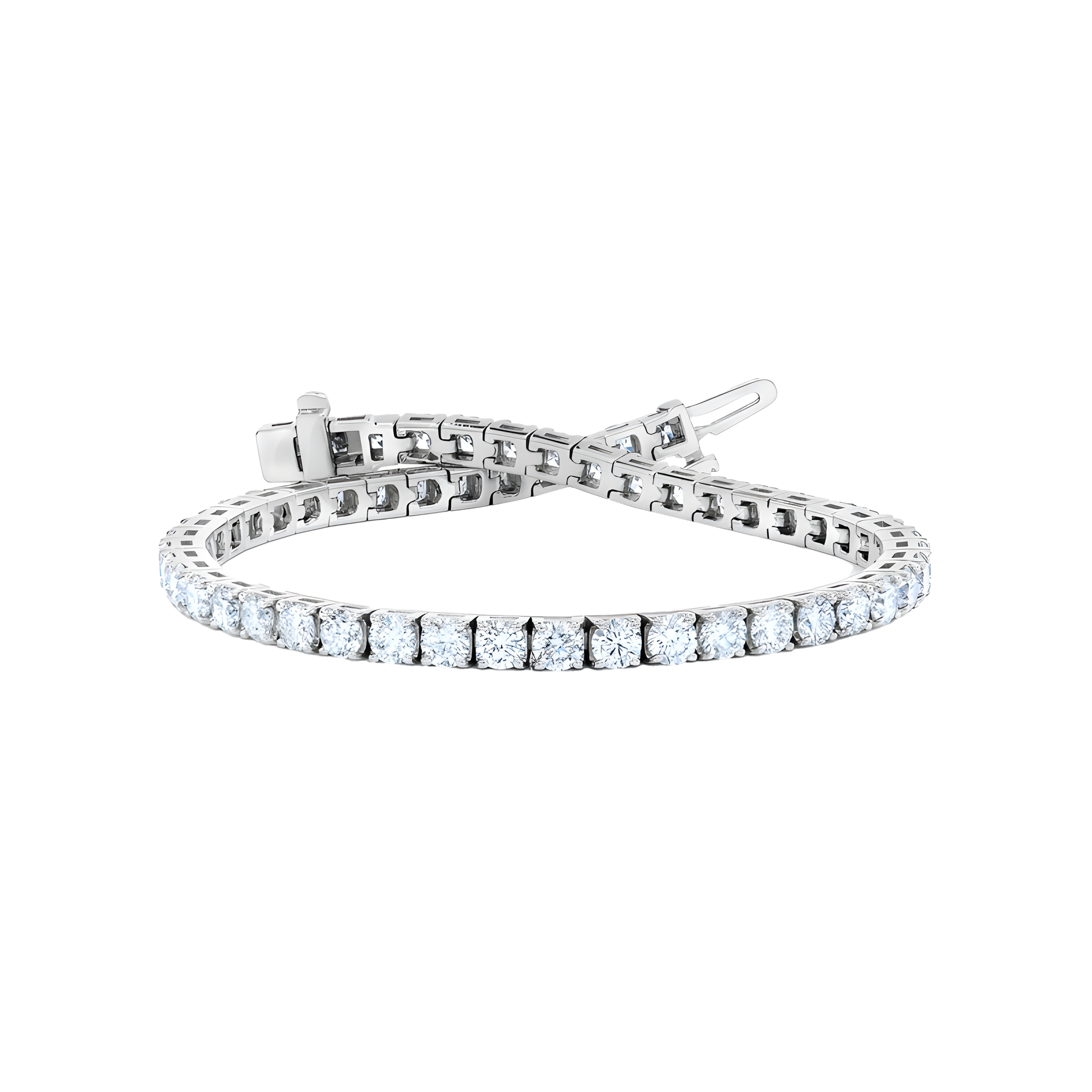 Round Brilliant Diamond Tennis Bracelet In 14k White Gold