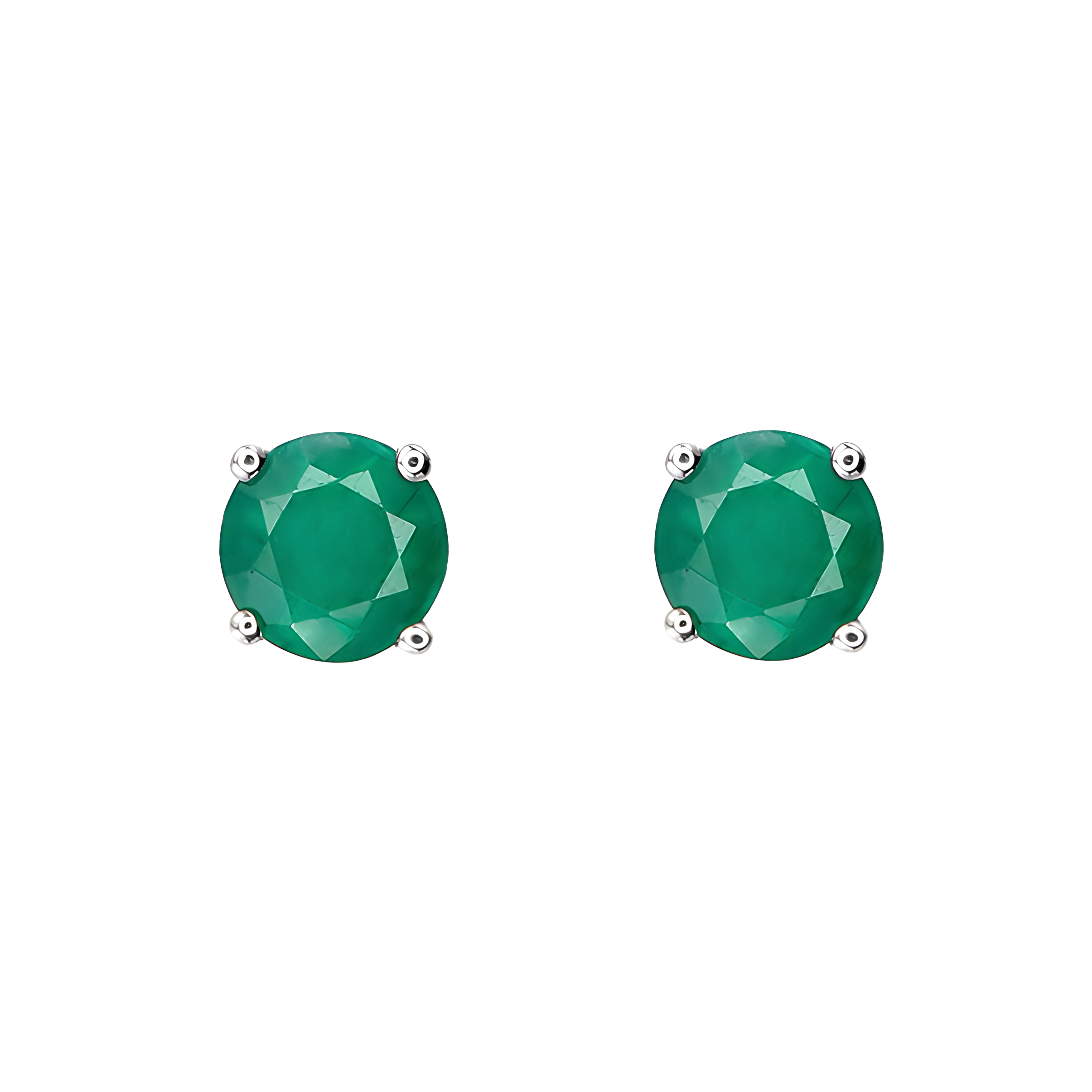 Emerald Stud Earrings in 18k White Gold