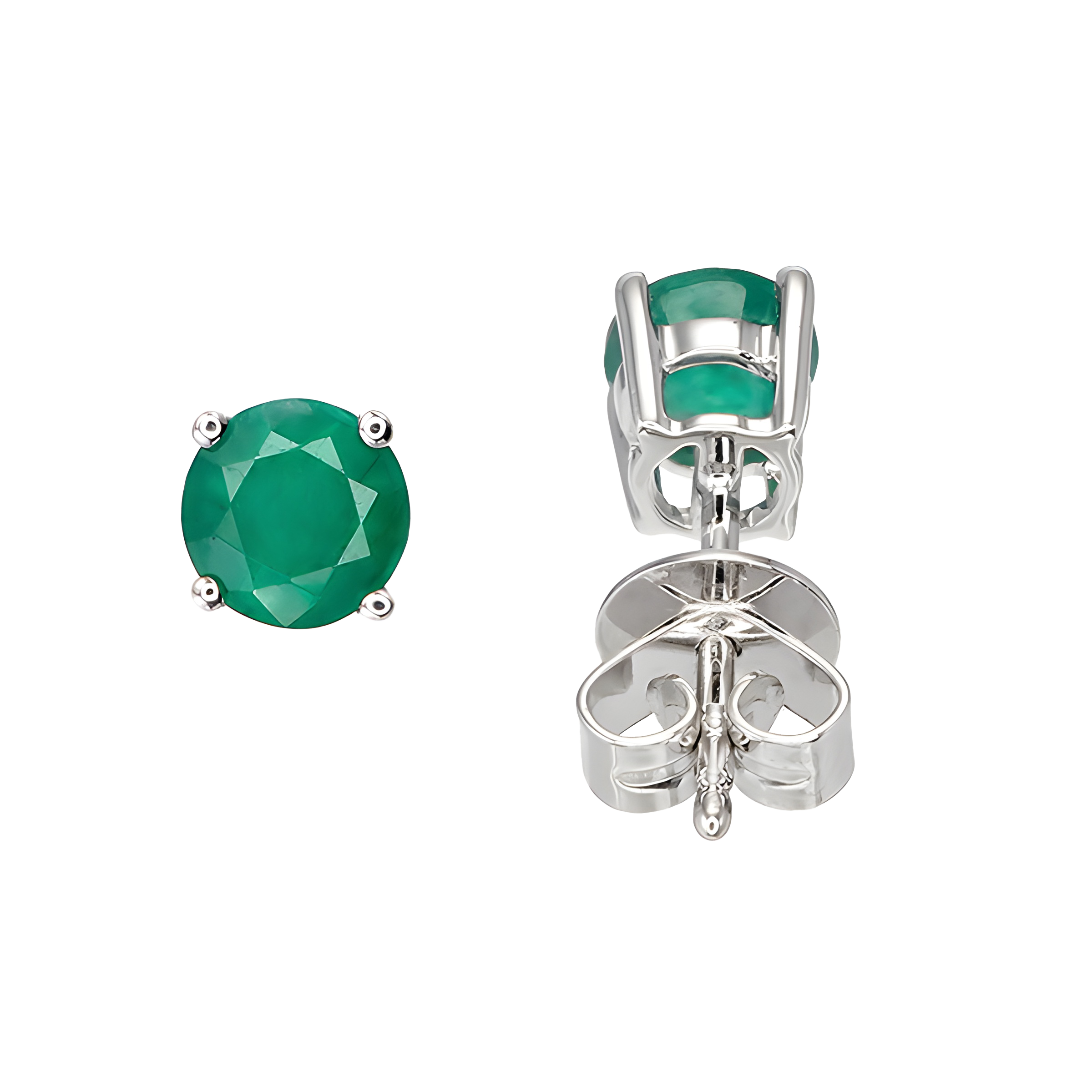Emerald Stud Earrings in 18k White Gold