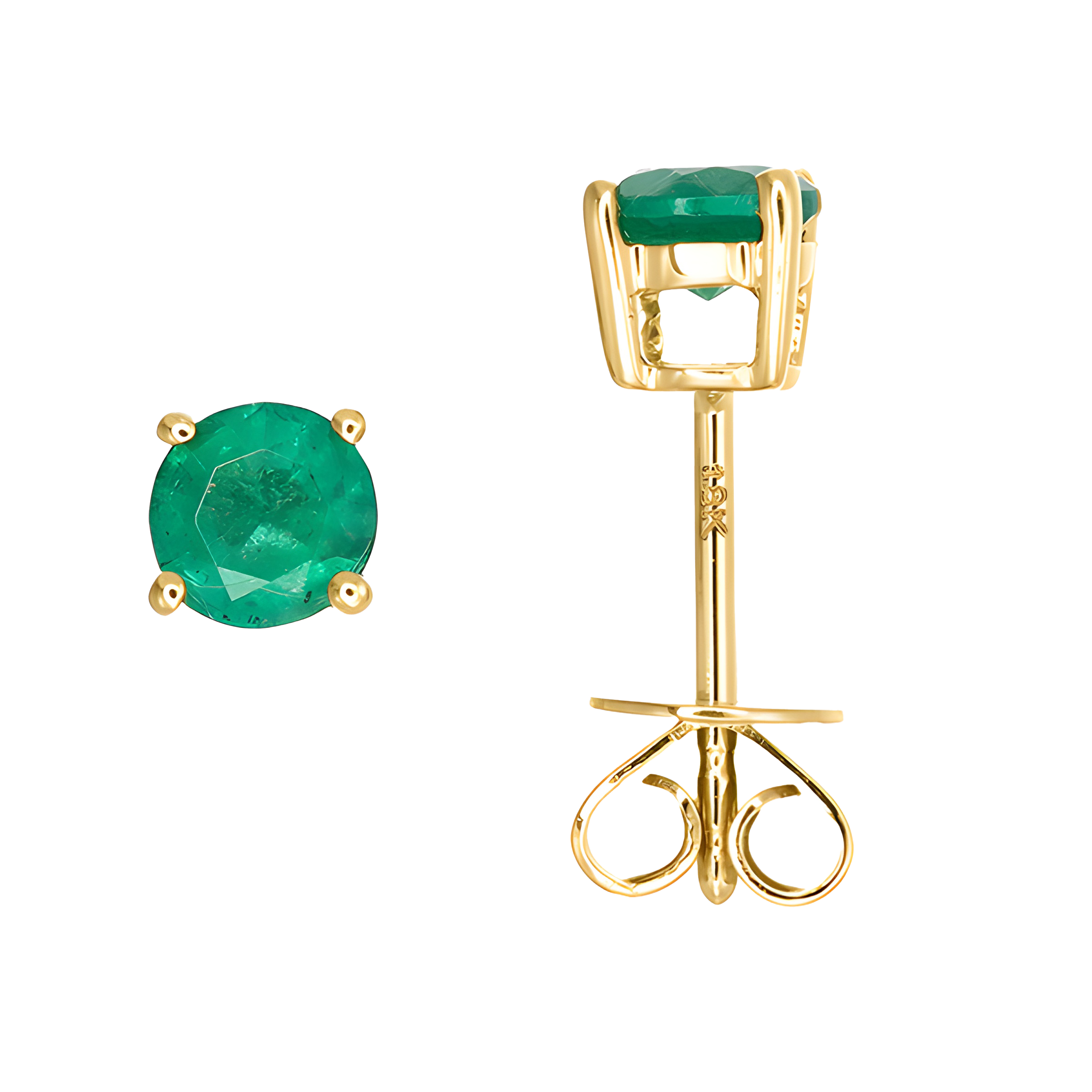 Emerald Stud Earrings in 18k Yellow Gold