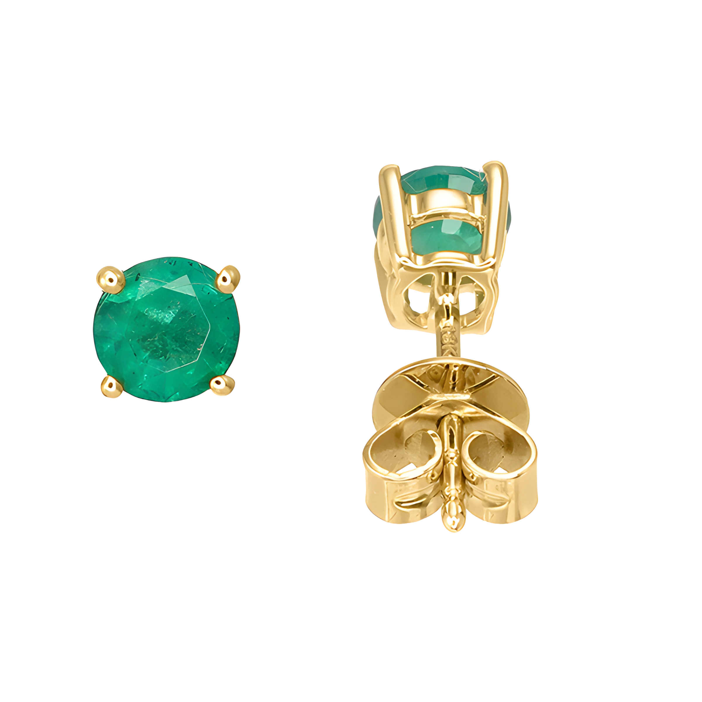 Emerald Stud Earrings in 18k Yellow Gold