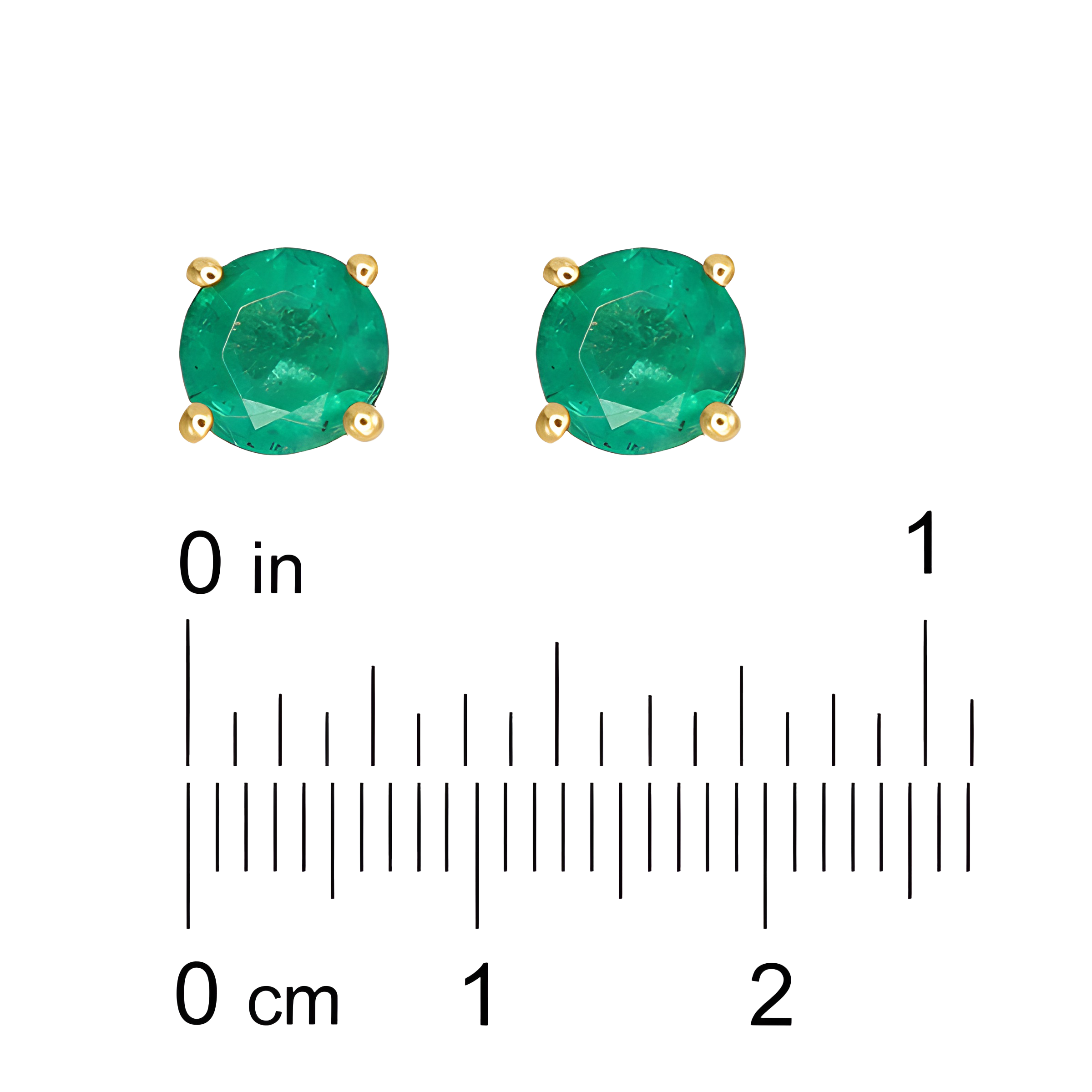 Emerald Stud Earrings in 18k Yellow Gold