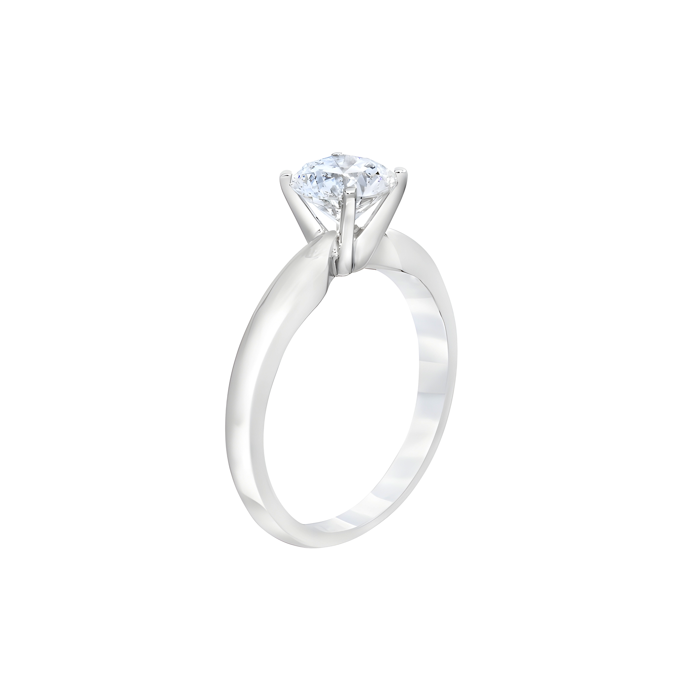 Four Prong Round Brilliant Solitaire Diamond Engagement Ring in Platinum