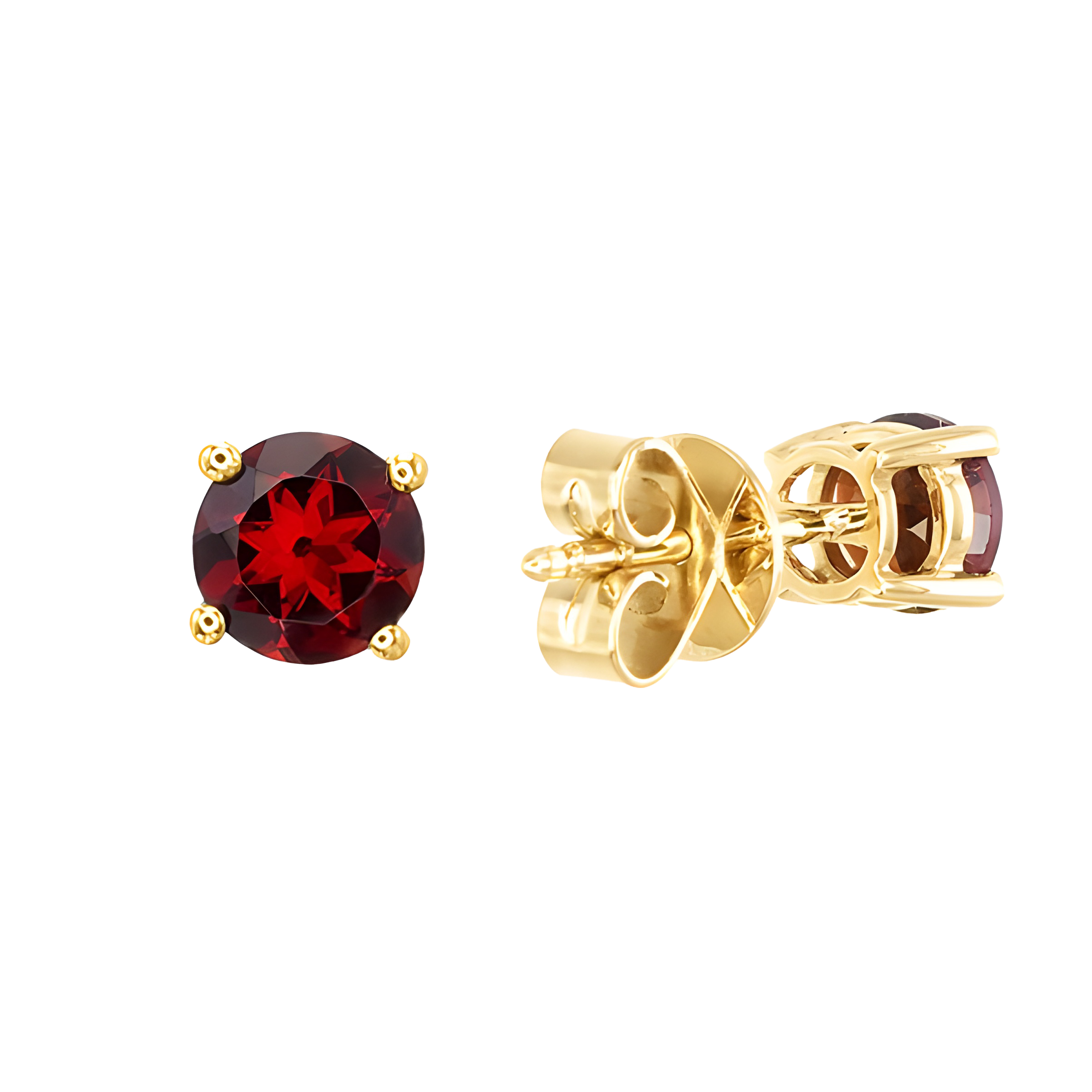 Garnet Stud Earrings in 18k Yellow Gold