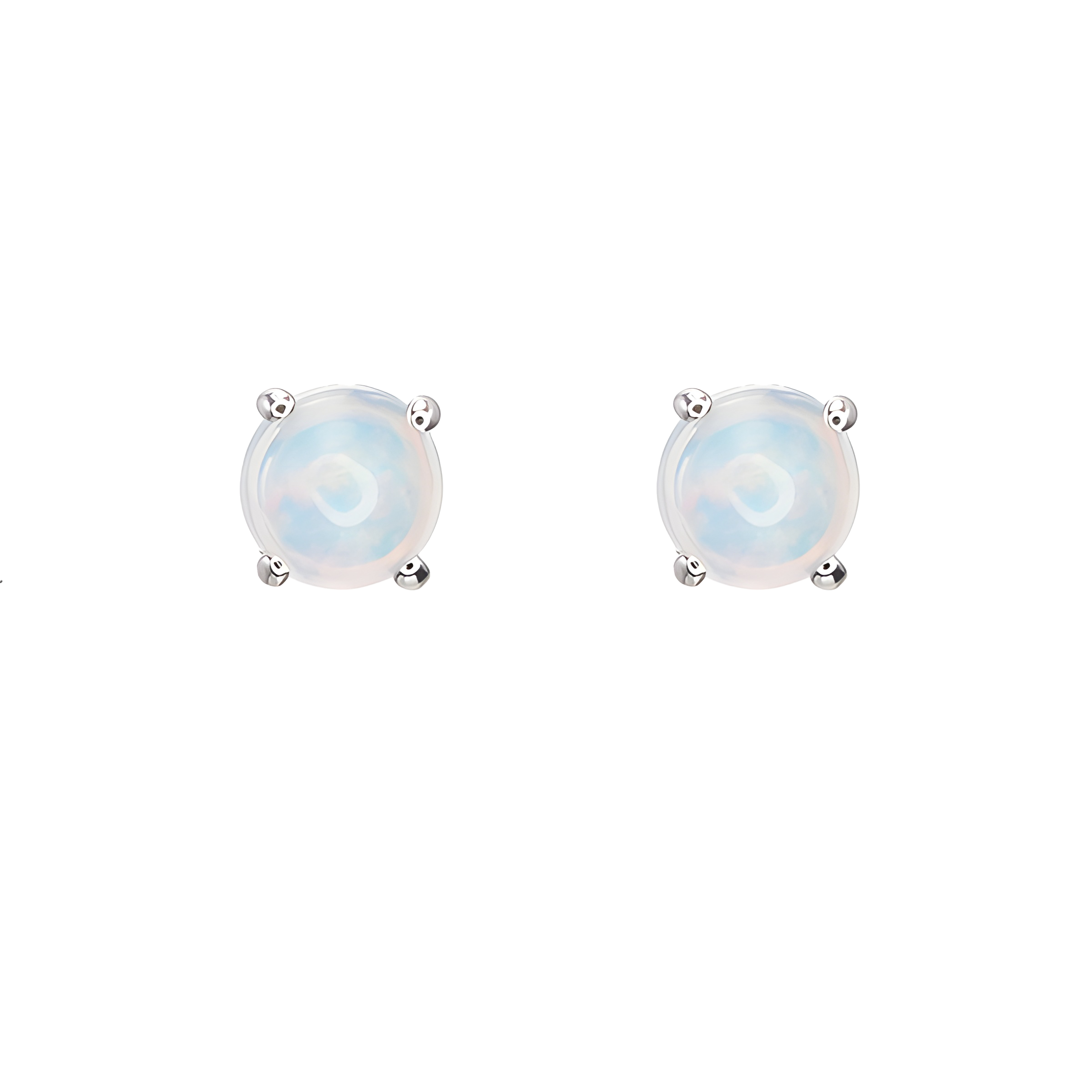 Opal Stud Earrings in 18k White Gold
