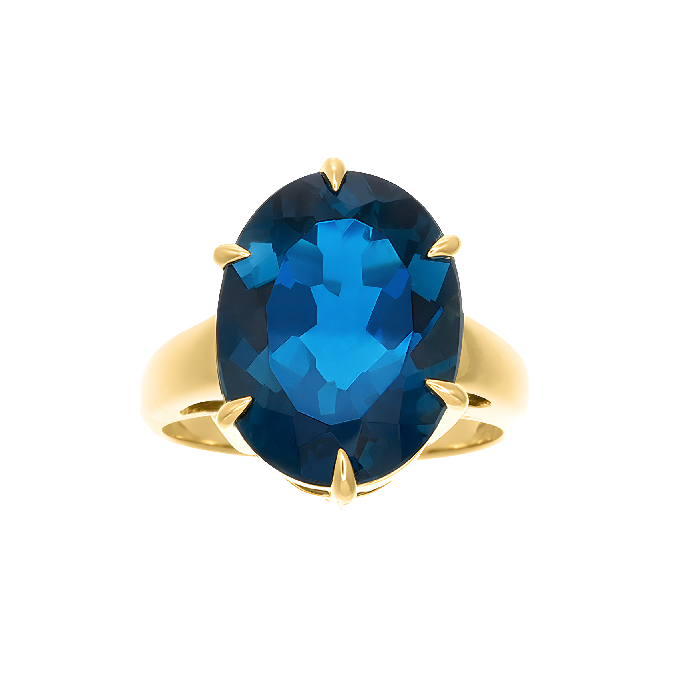 Oval Blue Topaz Cocktail Ring in 18k Yellow gold