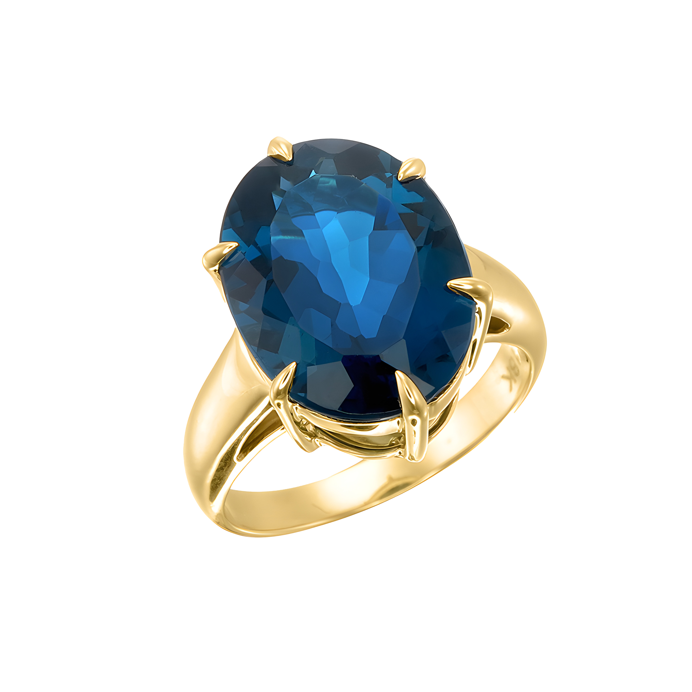 Oval Blue Topaz Cocktail Ring in 18k Yellow gold