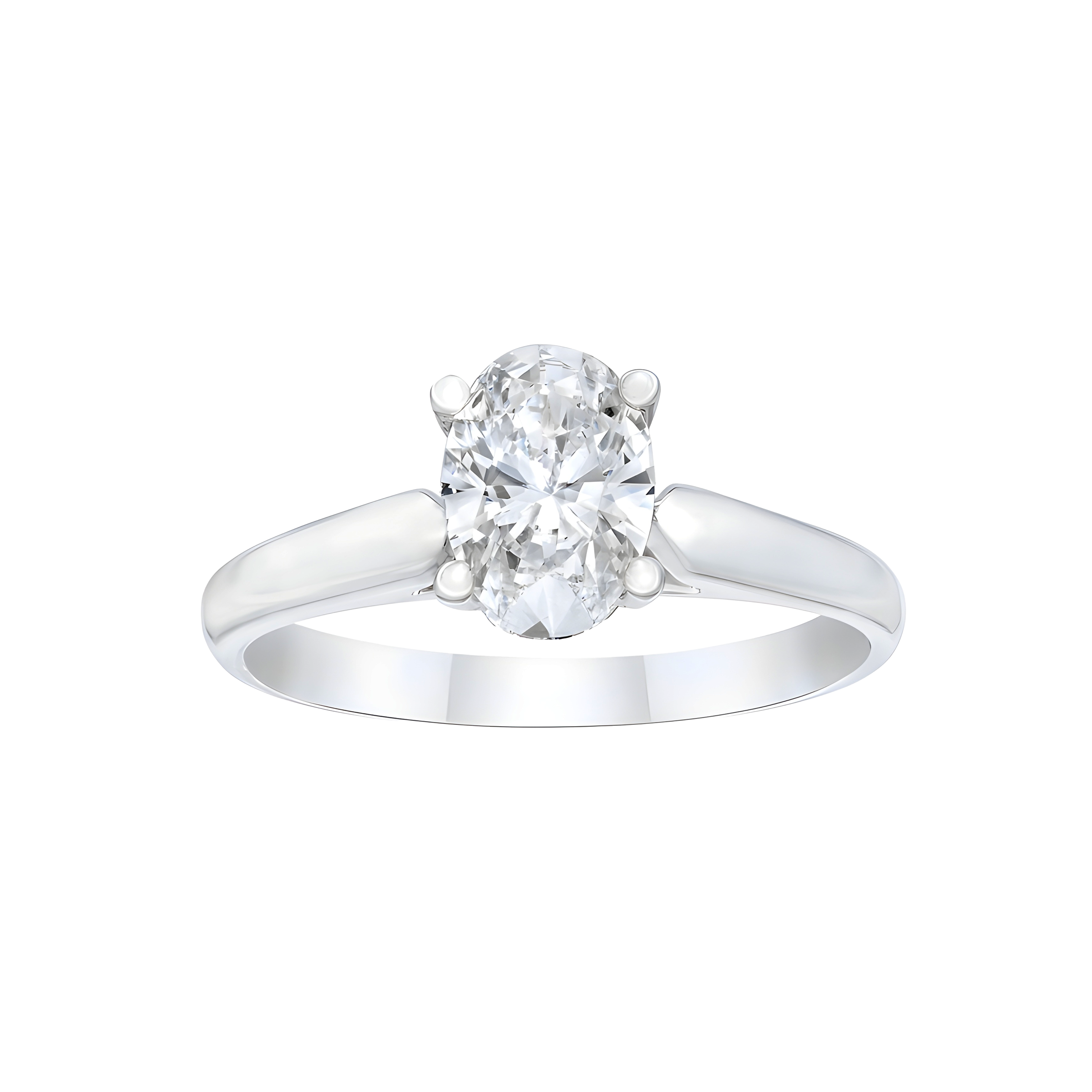 Oval Shaped Solitaire Diamond Engagement Ring in Platinum