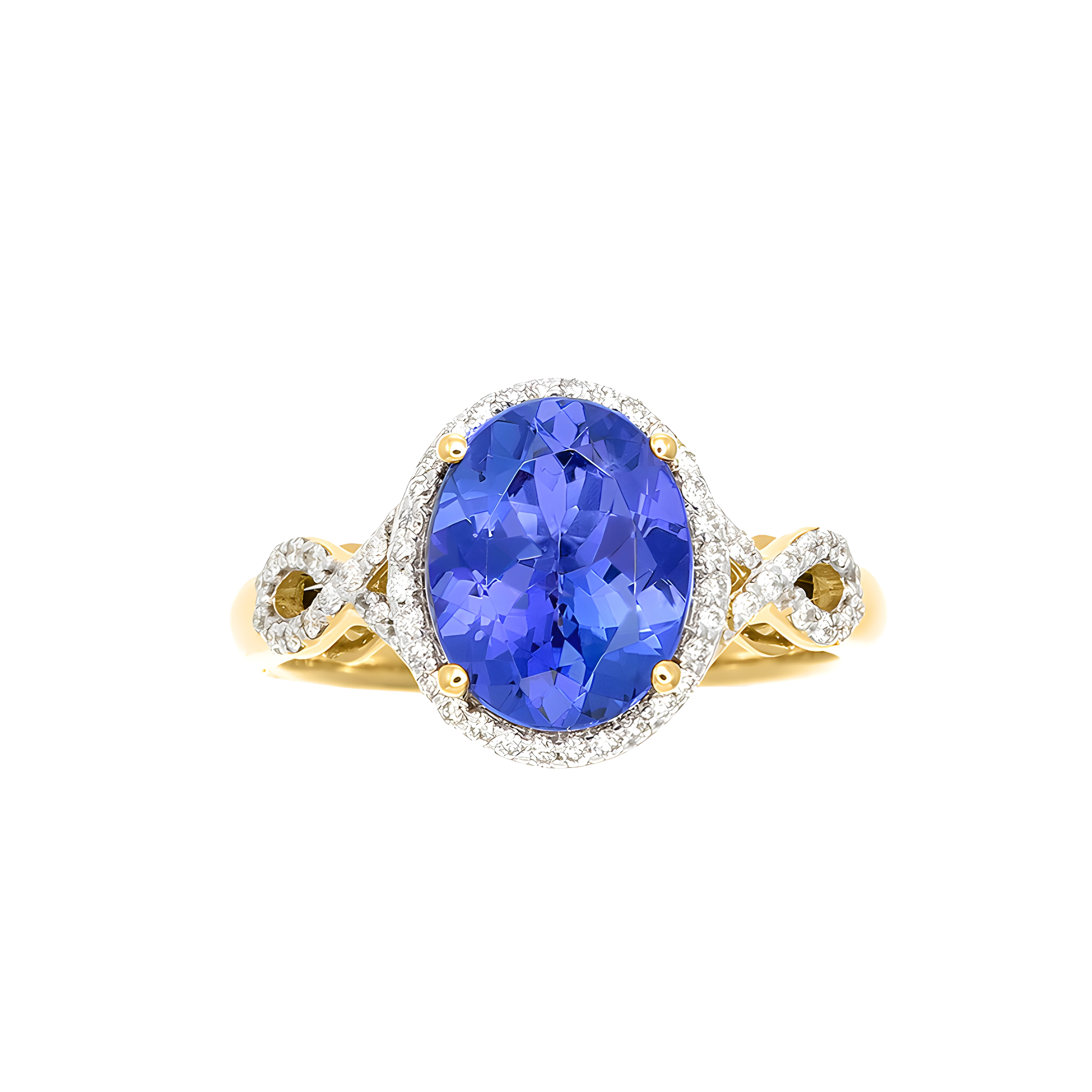 Oval Tanzanite and Diamond Ring in 18K Yellow Gold