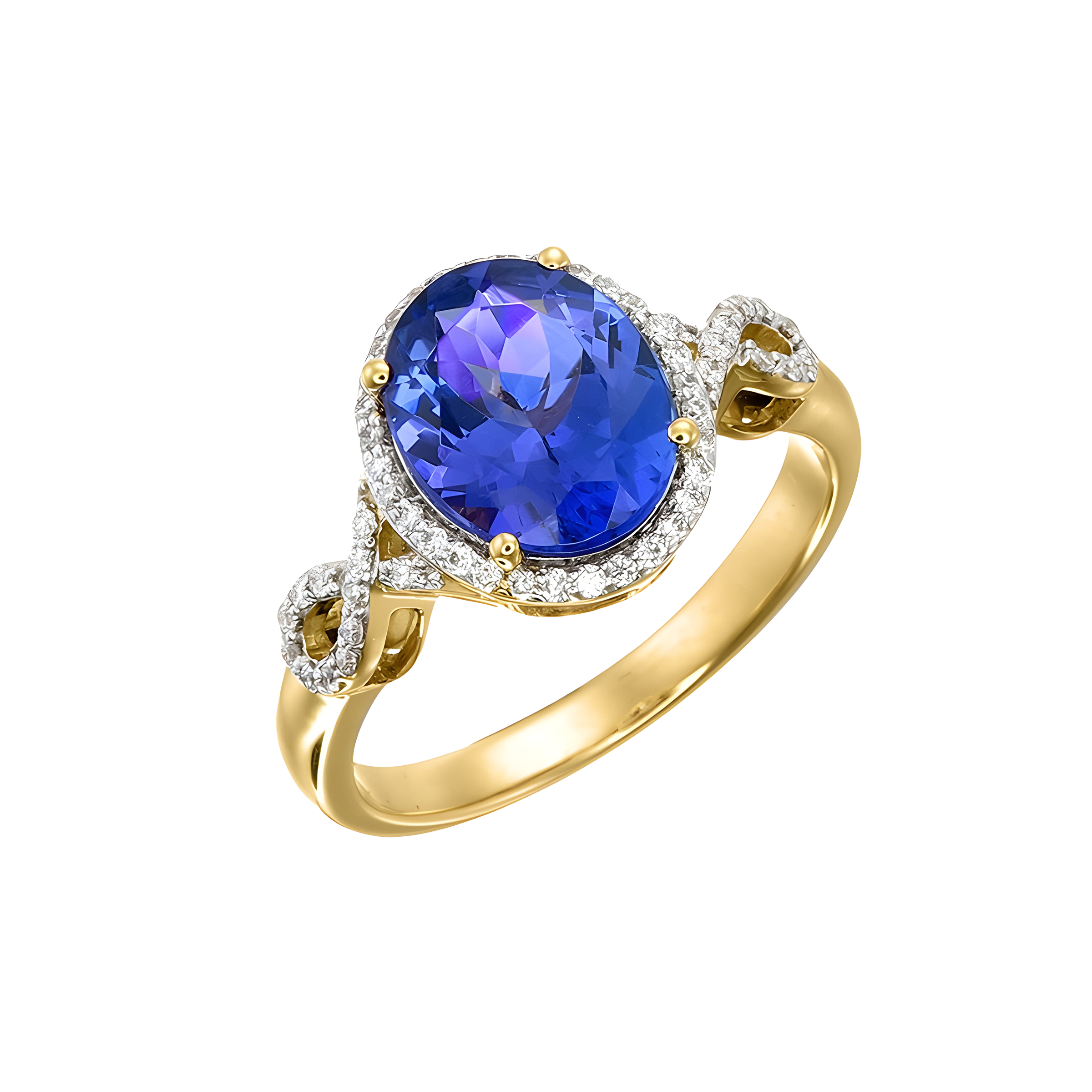 Oval Tanzanite and Diamond Ring in 18K Yellow Gold