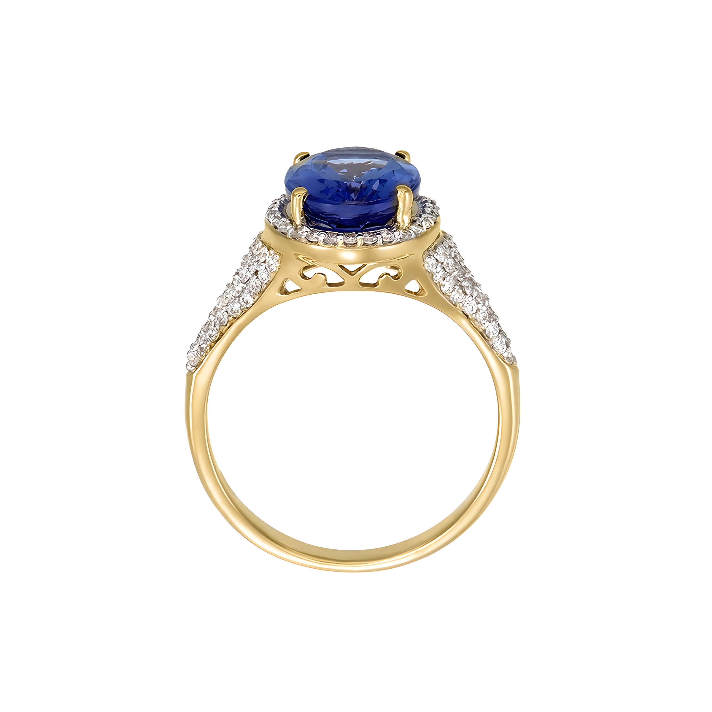 Oval Tanzanite and Diamond Ring in 18k Yellow Gold