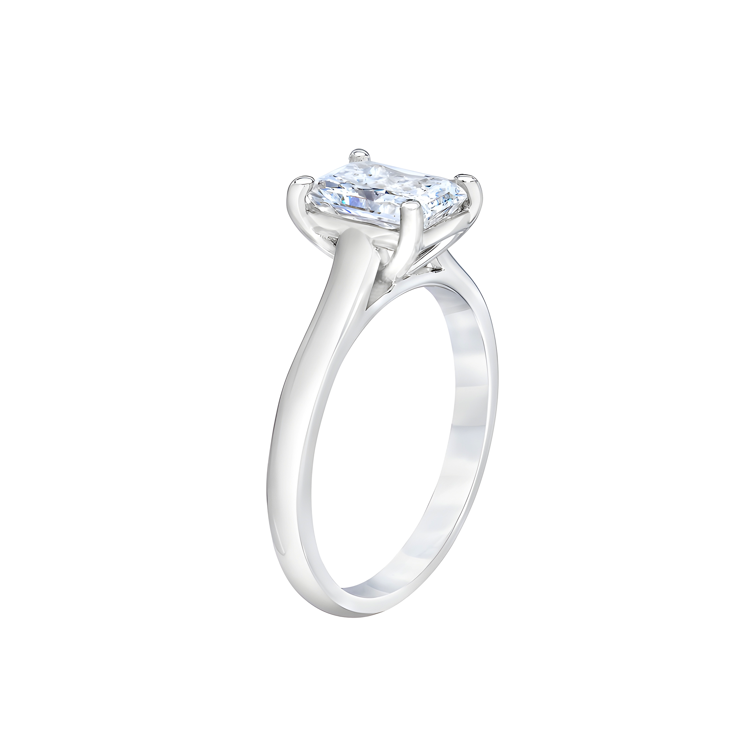 Radiant Cut Solitaire Diamond Engagement Ring in 18K White Gold
