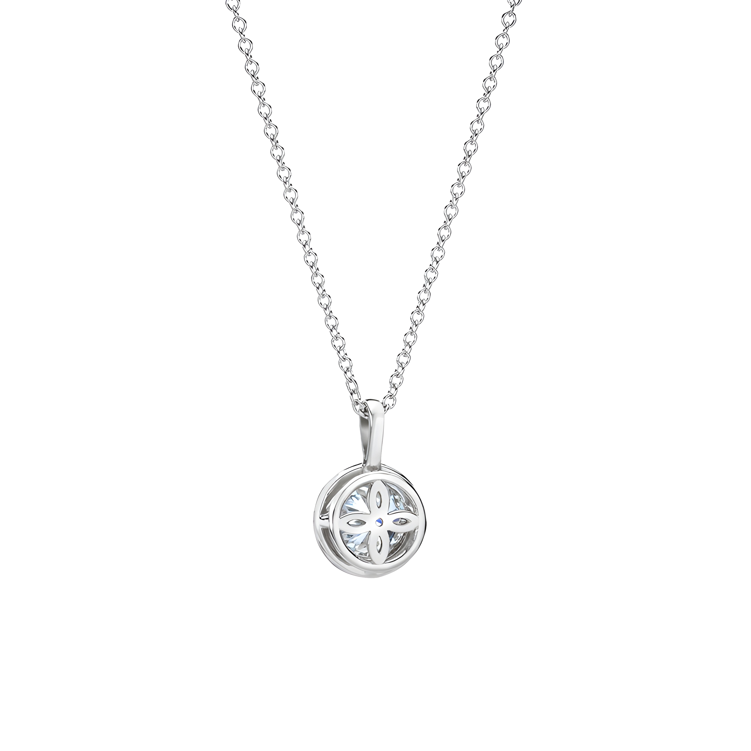 Round Brilliant Diamond Halo Pendent Necklace in Platinum