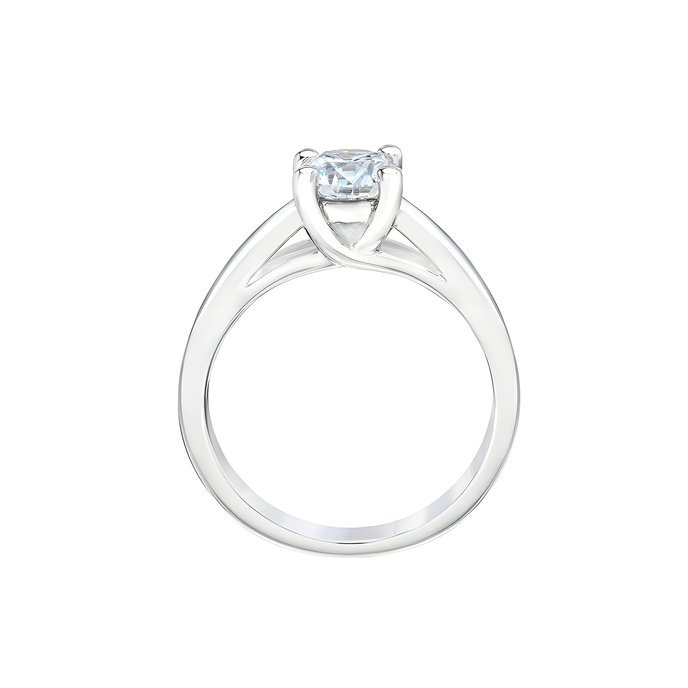 Round Brilliant Solitaire Diamond Engagement Ring in 18k White Gold