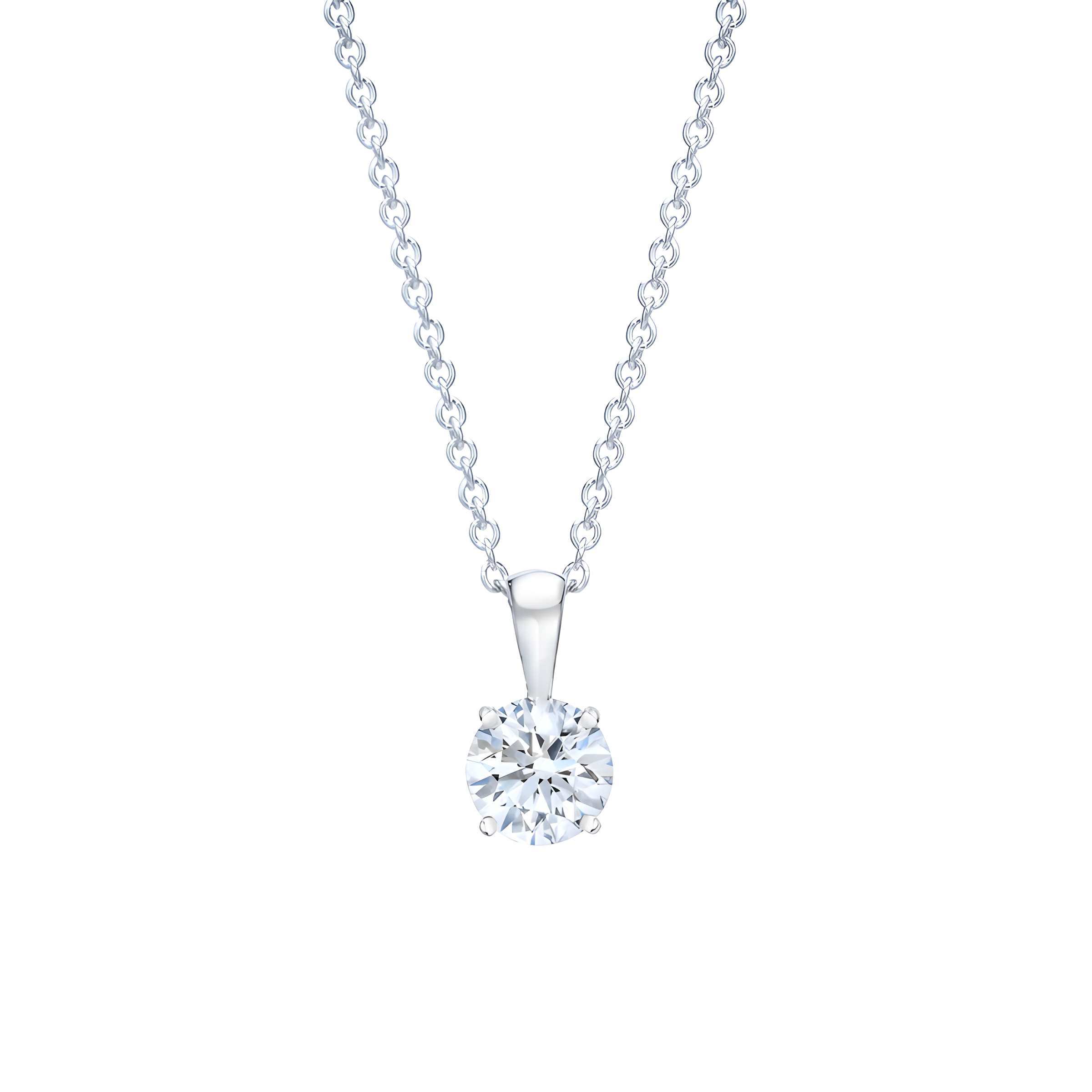 Round Brilliant Solitaire Diamond Pendent Necklace in 18k White Gold