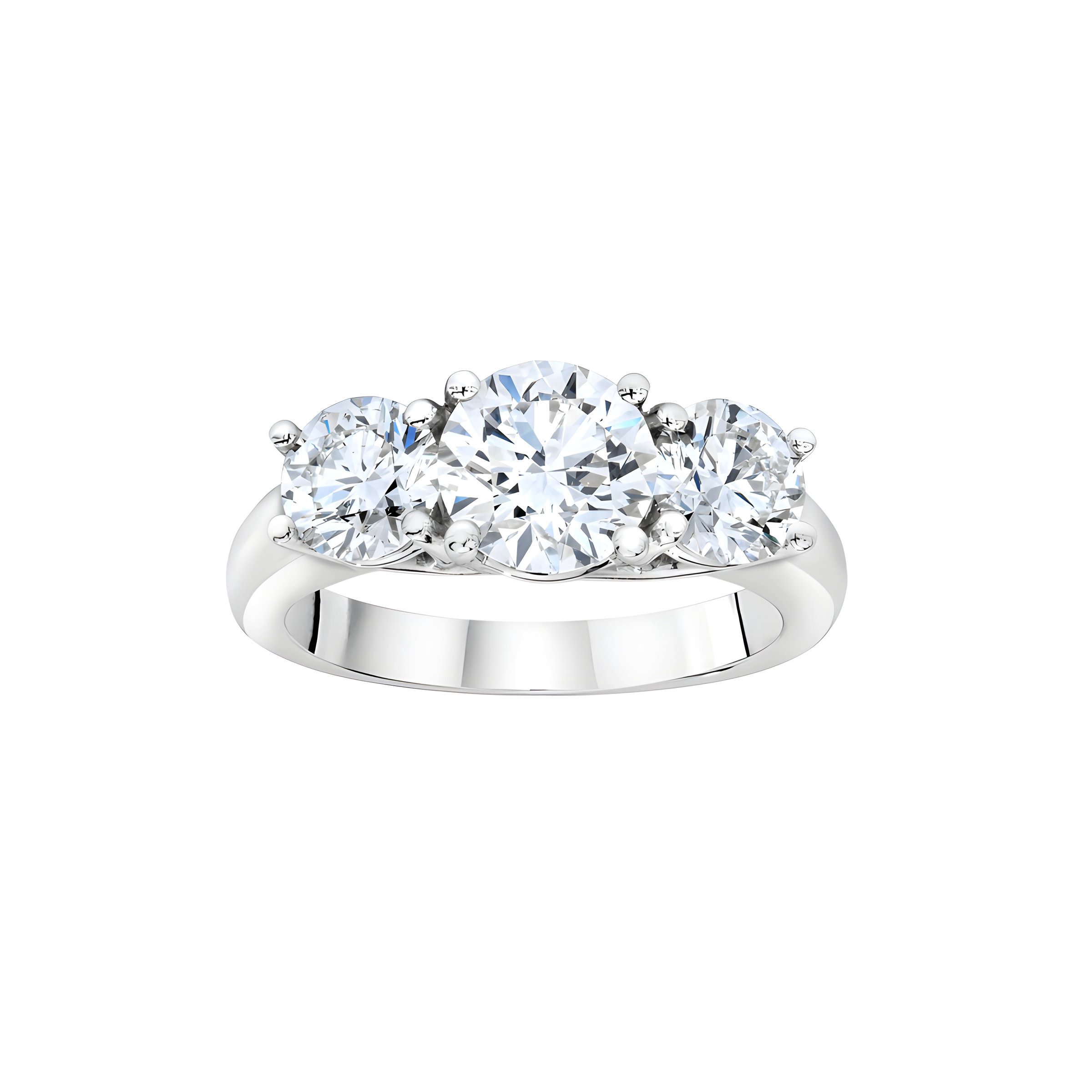 Round Brilliant Three Stone Diamond Ring in Platinum