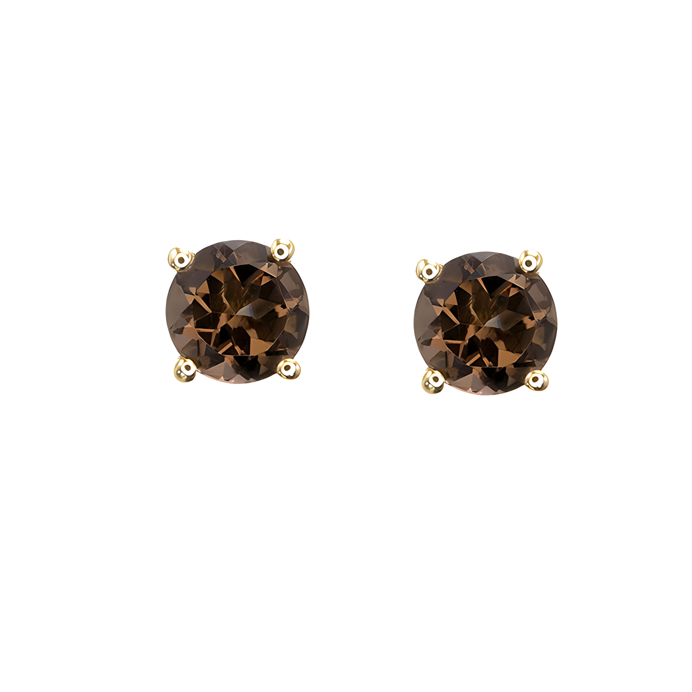 Smoky Quartz Stud Earrings in 18k Yellow Gold