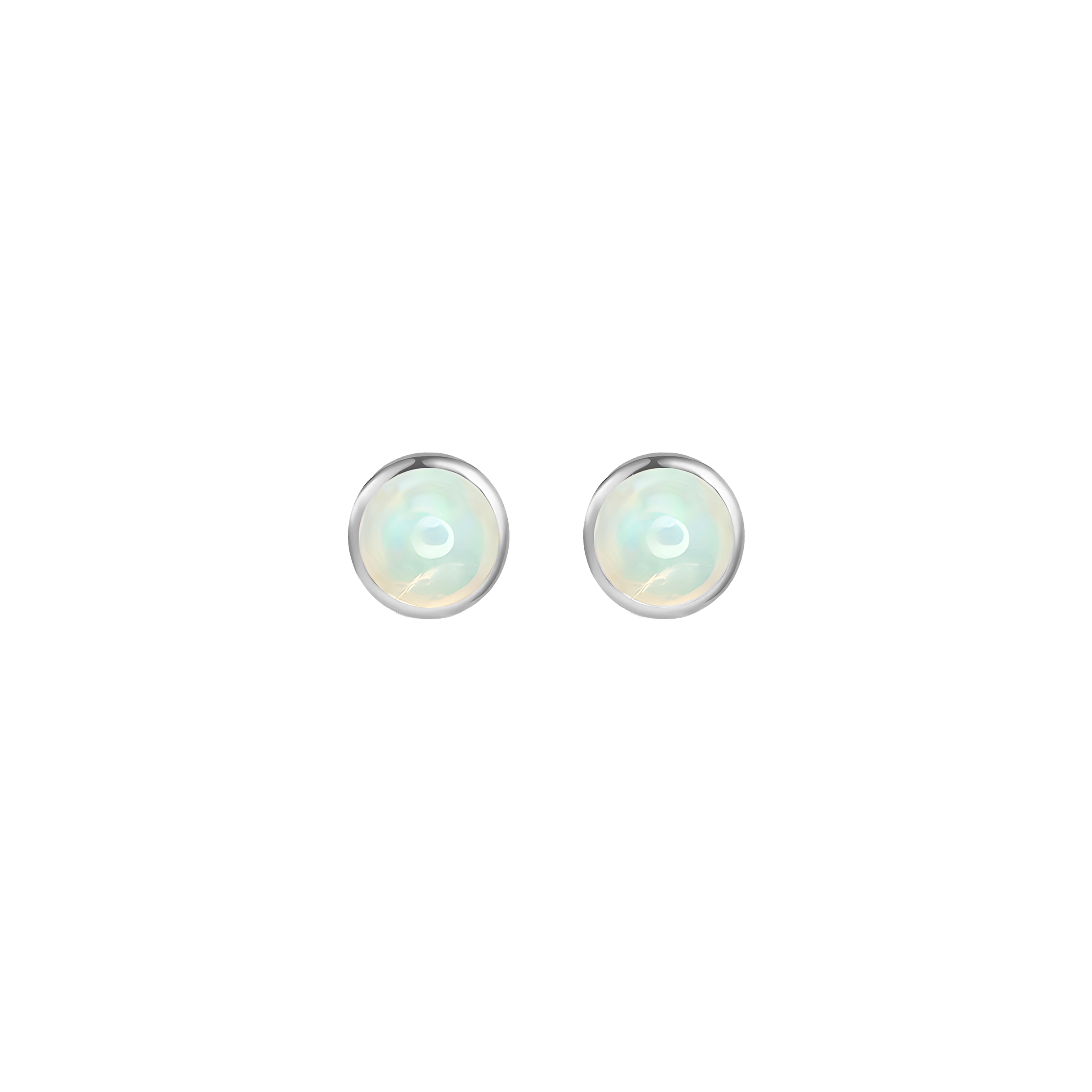 Opal Solid Bezel Set Earrings in 18k White Gold