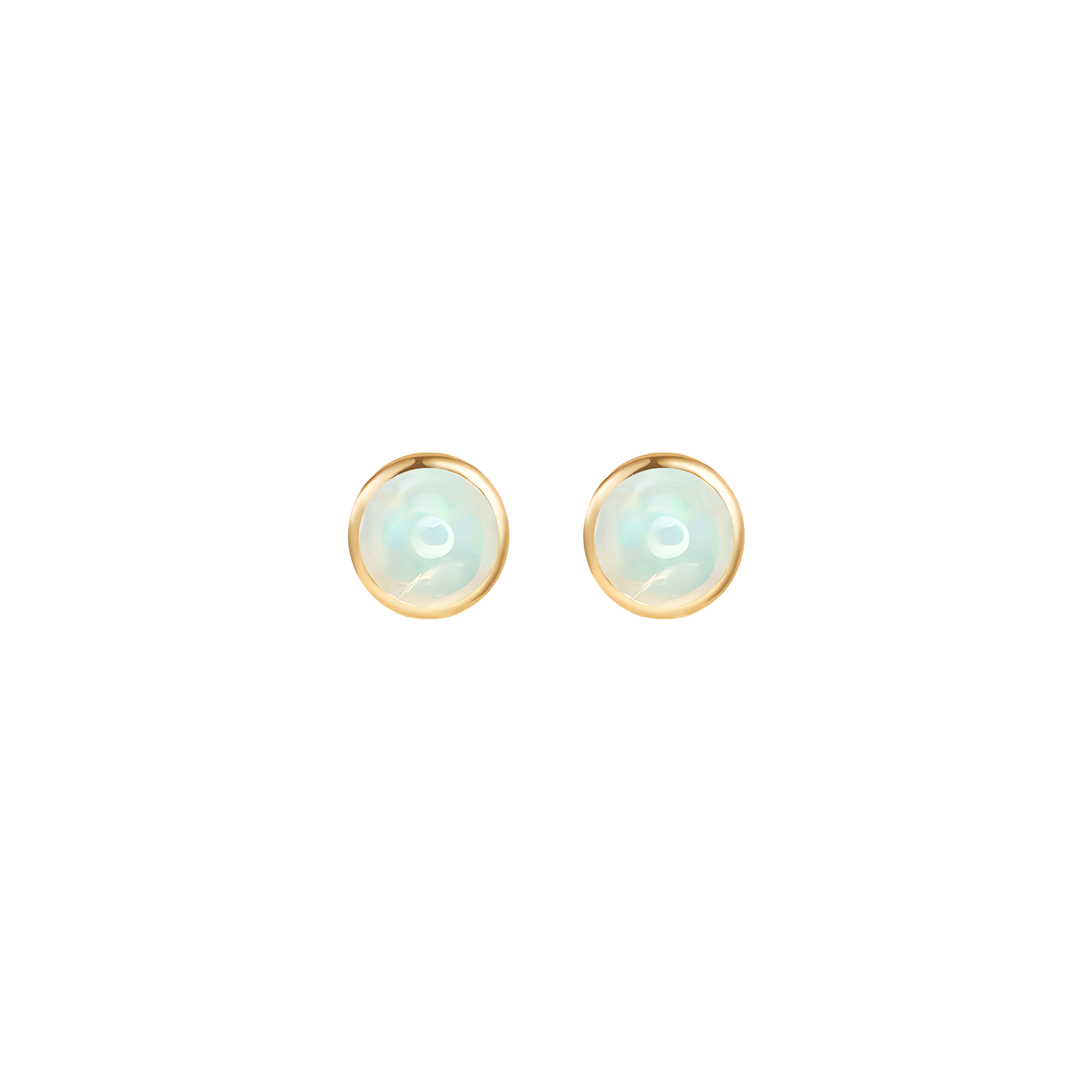Opal Solid Bezel Set Earrings in 18k Yellow Gold