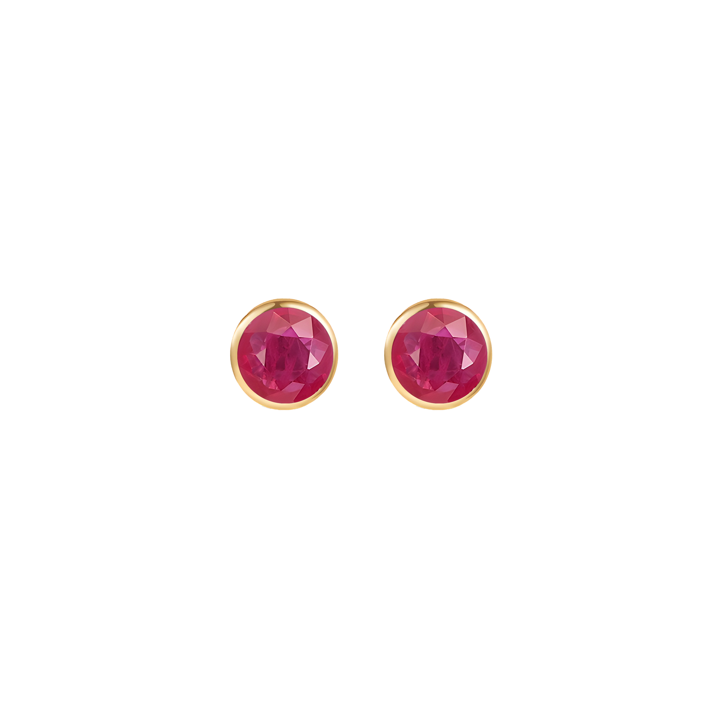 Ruby Solid Bezel Set Earrings in 18k Yellow Gold