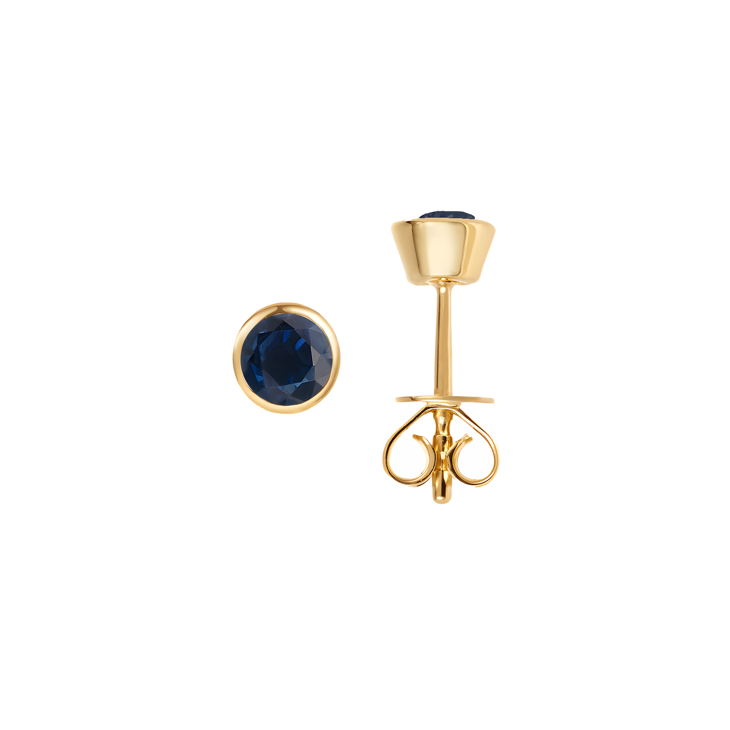 Sapphire Solid Bezel Set Earrings in 18k Yellow Gold