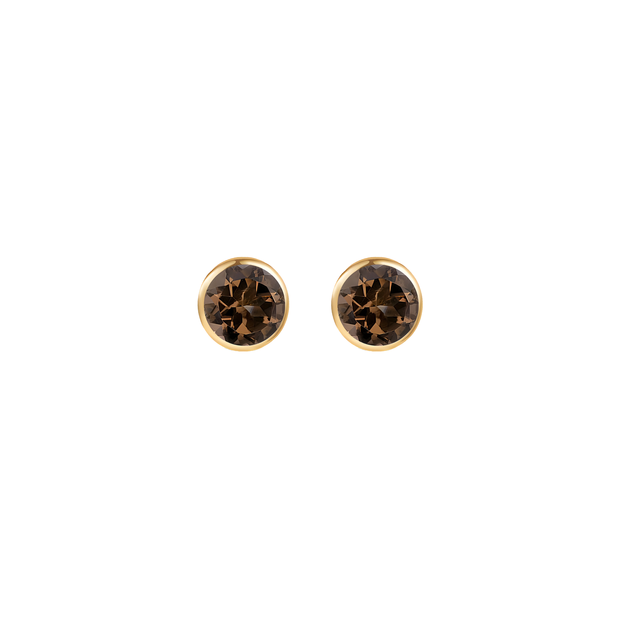 Smoky Quartz Solid Bezel Set Earrings in 18k Yellow Gold