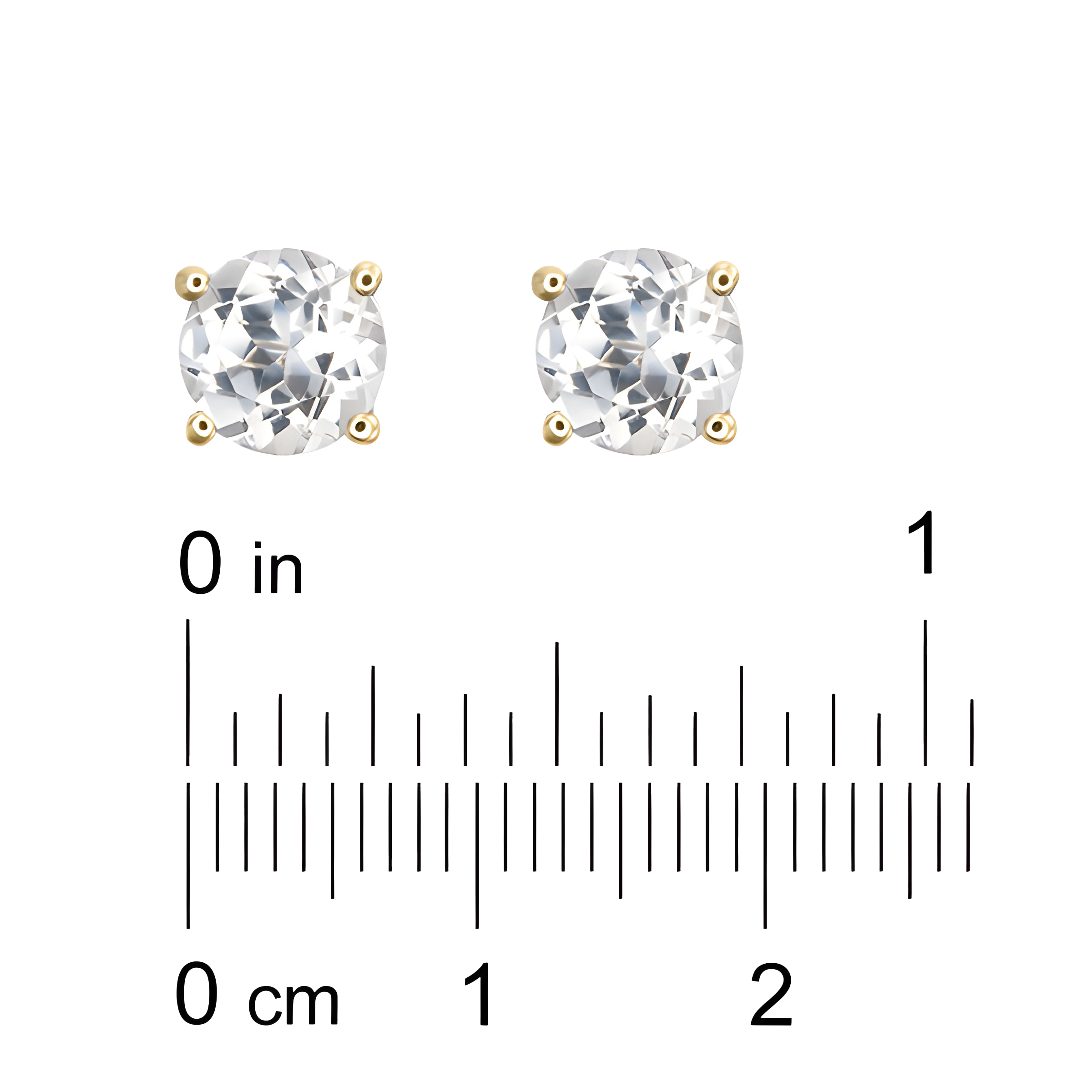 White Topaz Stud Earrings in 18k Yellow Gold